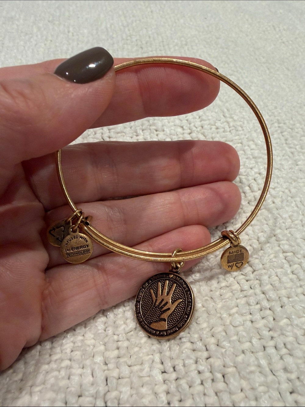 Alex and Ani Mother & Child Gold Tone Expandable Bangle Bracelet